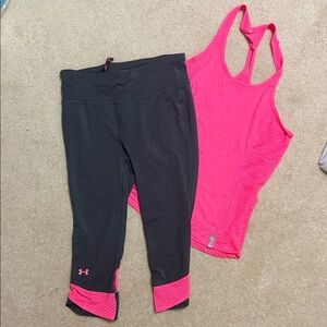 Under Armour Bright Pink Top and Dark Leggings